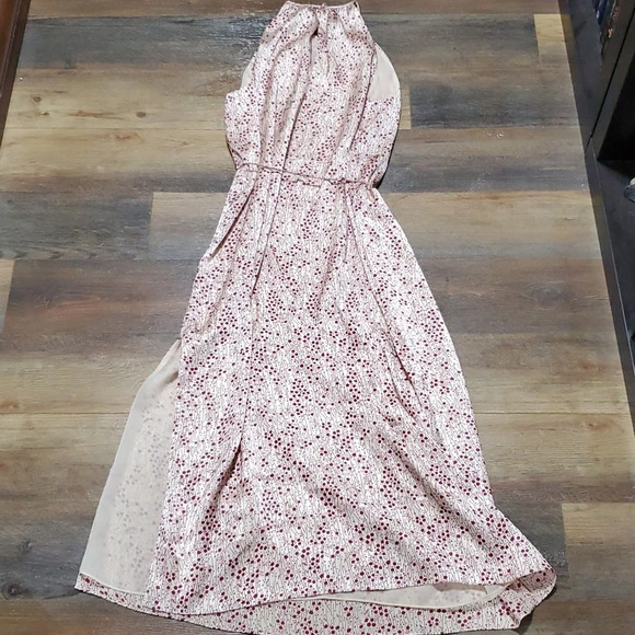 Joie red floral on cream tie waist single side split maxi halter top dress - Picture 8 of 9